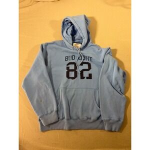 Lakeshirts Bud Light 82 Hoodie Mens XXL Light Blue Pullover Sweatshirt Graphic